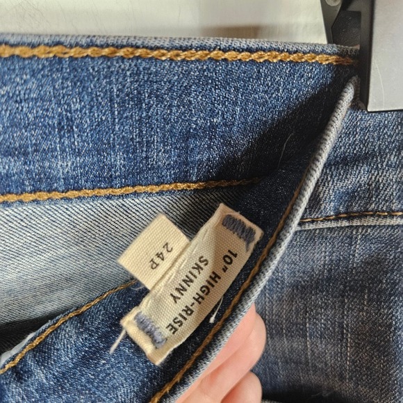 Madewell 10" High Rise Skinny Jeans Drop Step Hem 24P Blue Distressed Denim - Picture 6 of 10